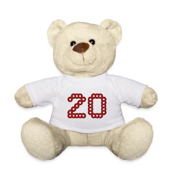 20. 20 ANS. 20e ANNIVERSAIRE. ANNIVERSAIRE 20 ANS. - Nounours - blanc - Devant