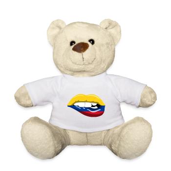 Kolumbien Flagge Lippen Mund Südamerika Kussmund - Teddy - Weiß - Vorne