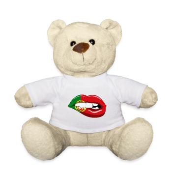 Portugal flag lips mouth Lisbon Portuguese woman - Teddy Bear - white - Front