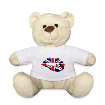 Union Jack flag lips Great Britain flag GB - Teddy Bear - white - Front