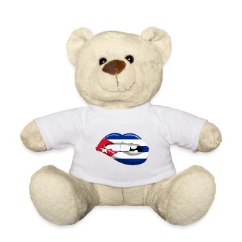 Cuba Drapeau Lèvres Bouche Caraïbes Cuba Havane - Nounours - blanc - Devant
