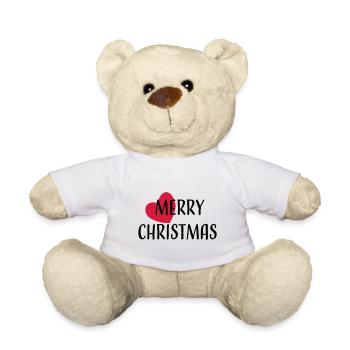 Merry Christmas / Weihnachten / Xmas / Geschenk - Teddy - Weiß - Vorne