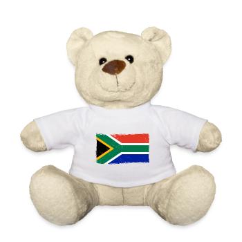 Südafrika Flagge Vintage Afrika Used Look Heimat - Teddy - Weiß - Vorne