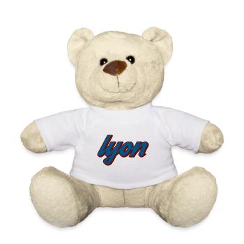 Vintage Lyon Typography - Teddy Bear - white - Front