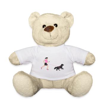 Cross-country running - runner with dog - Canicross - pink - Teddy Bear - white - Front