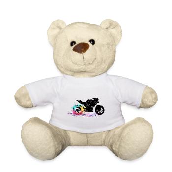 Moto Motard passion moto gp - Nounours - blanc - Devant