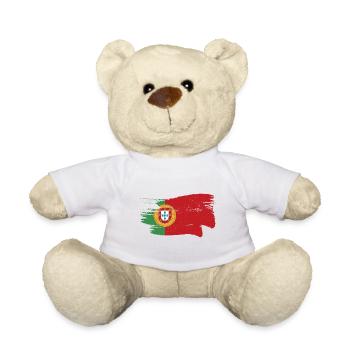 Portugal Flagge Used Look Faro Lissabon Porto - Teddy - Weiß - Vorne