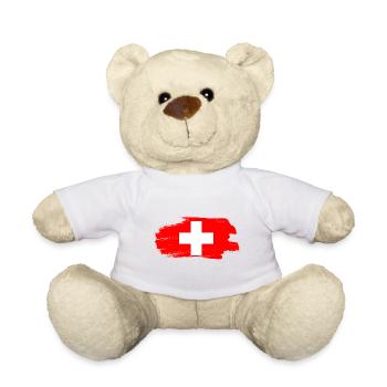 Drapeau de la Suisse Vintage Croix en détresse Look Suisse - Nounours - blanc - Devant