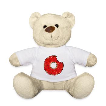 Donut mit Biss in rot mit bunten Zuckerstreuseln - Teddy - Weiß - Vorne
