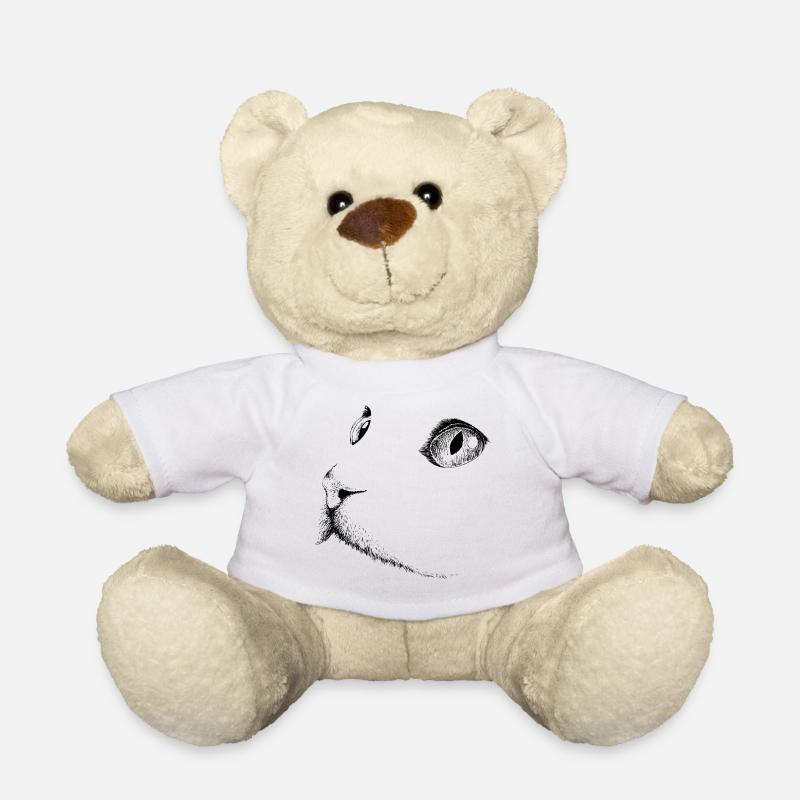 Katzenkopf 1- Katzengesicht - Teddy - Weiß