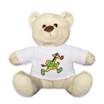 Funny Cute Cool Giraffe Running - Teddy Bear - white - Front