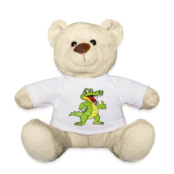Retro Vintage Grunge Style Krokodil Alligator - Teddy - Weiß - Vorne