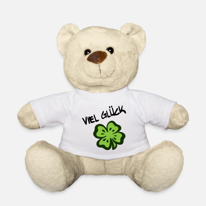 VIEL GLÜCK! Vierblättriges Kleeblatt - Teddy - Weiß