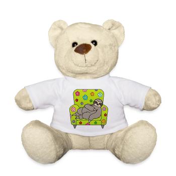 Sloth armchair spring tiredness spring flowers - Teddy Bear - white - Front