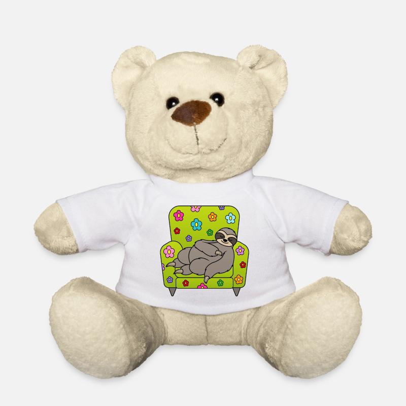 Sloth armchair spring tiredness spring flowers - Teddy Bear - white