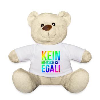 Antifa T-Shirt links gegen rechts Geschenkidee - Teddy - Weiß - Vorne