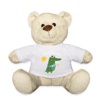 Schulkind Krokodil | Schulbeginn | Geschenkidee - Teddy - Weiß - Vorne