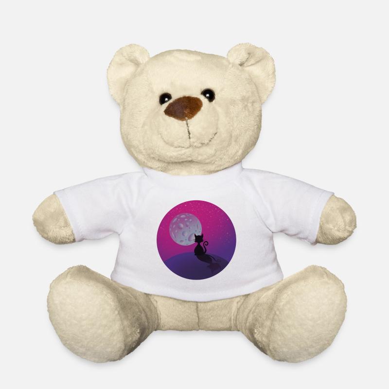 Katze und der Mond - Teddy - Weiß