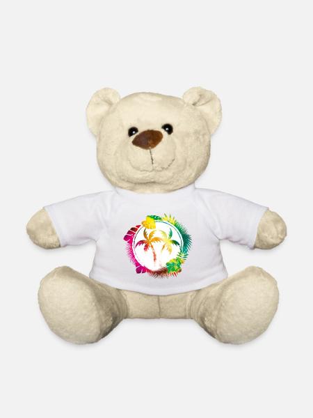 palmen bunt strand - Teddy - Weiß
