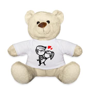 couple in love with heart - Teddy Bear - white - Front