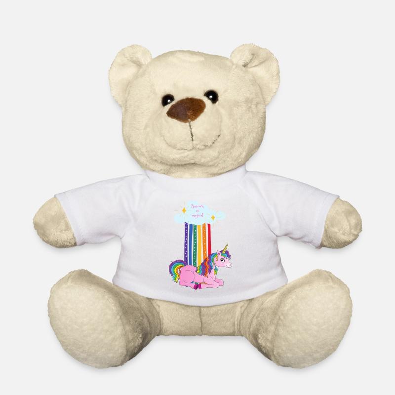 Unicorn Unicorn is magical - Teddy Bear - white