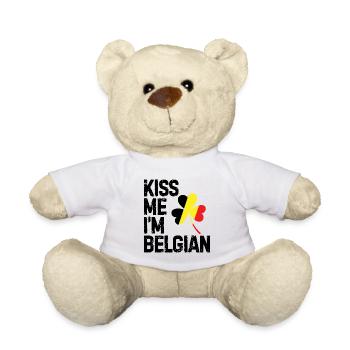 Kiss me I'm Belgian Belgium Brussel birthplace - Teddy Bear - white - Front