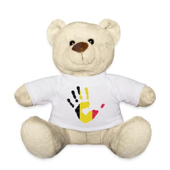 Belgium Flag Handprint Belgian Flag Home - Teddy Bear - white - Front