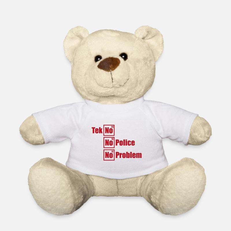 Tekno Techno No Police No Problem Raving - Teddy - Weiß
