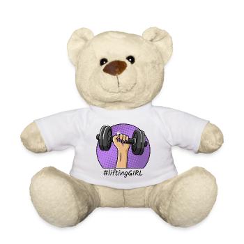 Lifting girl Workout Sport Dumbbell Design - Teddy Bear - white - Front
