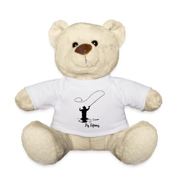 Fly fishing Geschenk Angelausflug Angeltag - Teddy - Weiß - Vorne