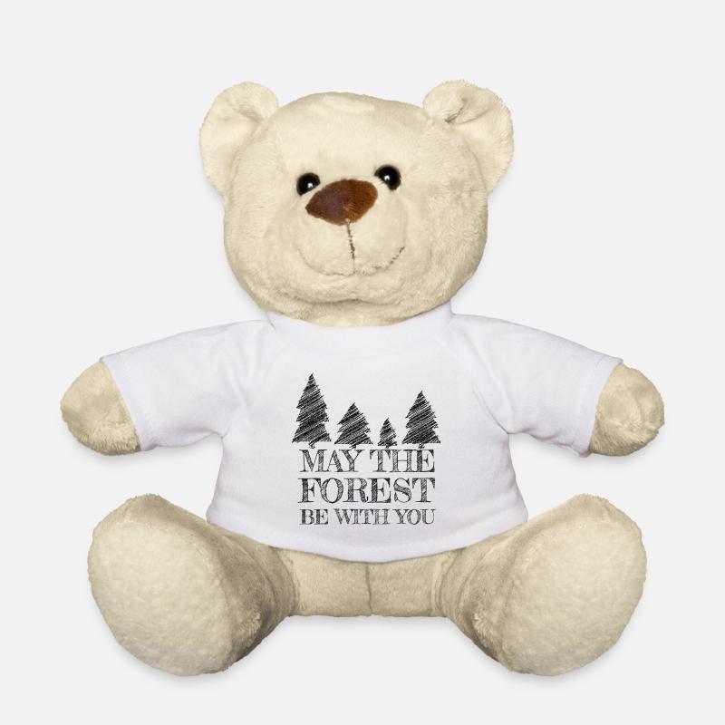 Spruch mit Tannenbäumen (Schraffur-Stil) - Teddy - Weiß