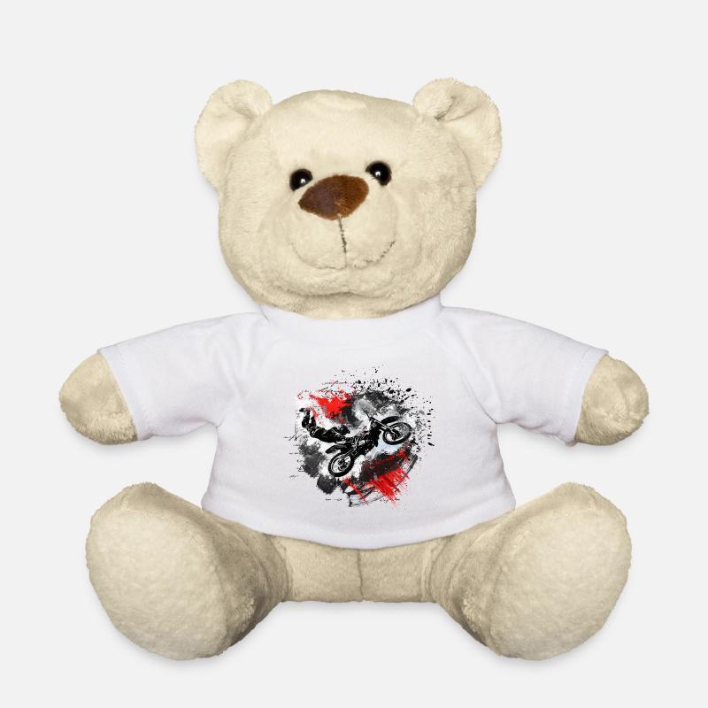 Motocross, Motocrosser, Geschenkidee - Teddy - Weiß
