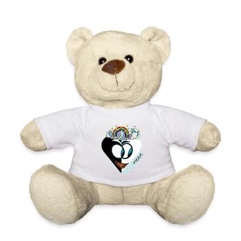YoshiHeart - Edition 1 - Heart black and white - Teddy Bear - white - Front