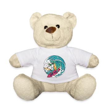 Surfing T-Rex - Teddy Bear - white - Front
