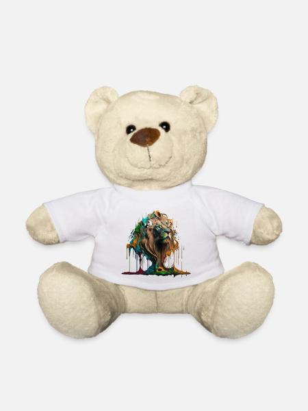 Regenbogen Löwe | Rainbow Lion | AI generated Art - Teddy - Weiß