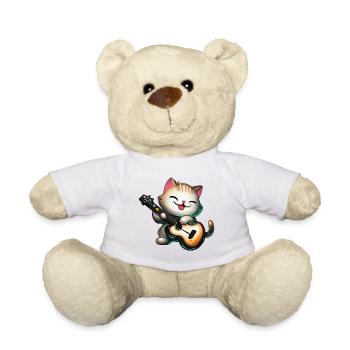 Katze mit Gitarre - Teddy - Weiß - Vorne