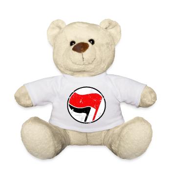 Antifa-Flaggen Logo Grunge - Teddy - Weiß - Vorne