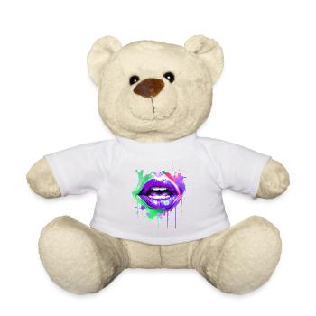 Lèvres colorées Kissing Mouth Femme Visage Cadeau Idée - Nounours - blanc - Devant