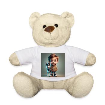 Junge mit Hund - Teddy - Weiß - Vorne