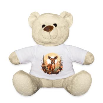 Süßes Reh mit Blumen Tiermotiv Rehkitz - Teddy - Weiß - Vorne