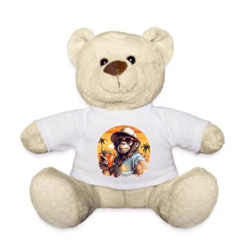 Singe cool avec boisson Drôle d’animaux chimpanzé - Nounours - blanc - Devant