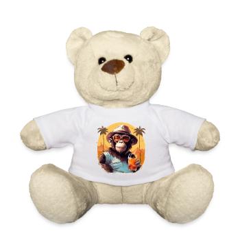 Singe cool avec boisson Drôle d’animaux chimpanzé - Nounours - blanc - Devant