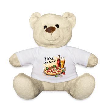 Pizza and Beer Essen Alkohol Lustige Sprüche - Teddy - Weiß - Vorne