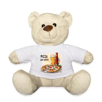 Pizza and Beer Essen Alkohol Lustige Sprüche - Teddy - Weiß - Vorne