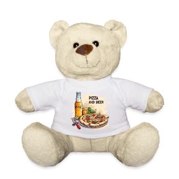 Pizza and Beer Essen Alkohol Lustige Sprüche - Teddy - Weiß - Vorne