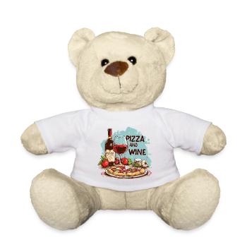 Pizza et vin Nourriture Alcool - Nounours - blanc - Devant