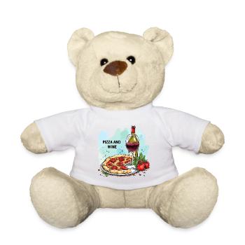 Pizza et vin Nourriture Alcool - Nounours - blanc - Devant