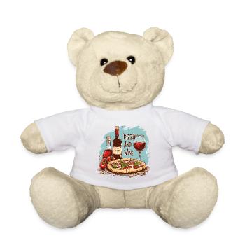 Pizza et vin Nourriture Alcool - Nounours - blanc - Devant