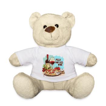 Pizza et vin Nourriture Alcool - Nounours - blanc - Devant