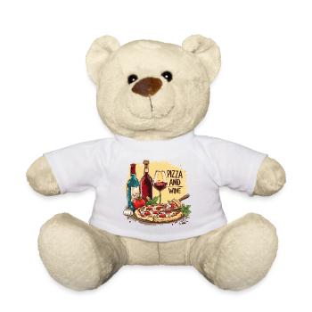 Pizza et vin Nourriture Alcool - Nounours - blanc - Devant